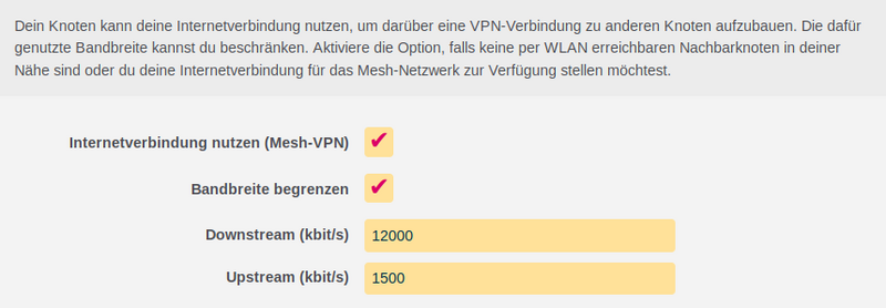 Bild: LuCi-WEB-GUI - Einstellung Internetverbindung nutzen (Mesh-VPN) Bild: LuCi-WEB-GUI - Einstellung Internetverbindung nutzen (Mesh-VPN)