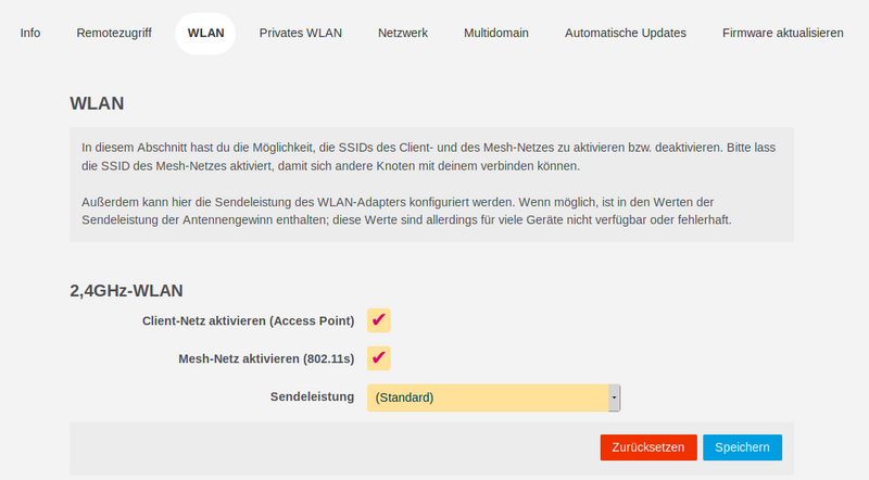 Bild: LuCi-WEB-GUI - Definition WLAN-Netze für Freifunk Bild: LuCi-WEB-GUI - Definition WLAN-Netze für Freifunk