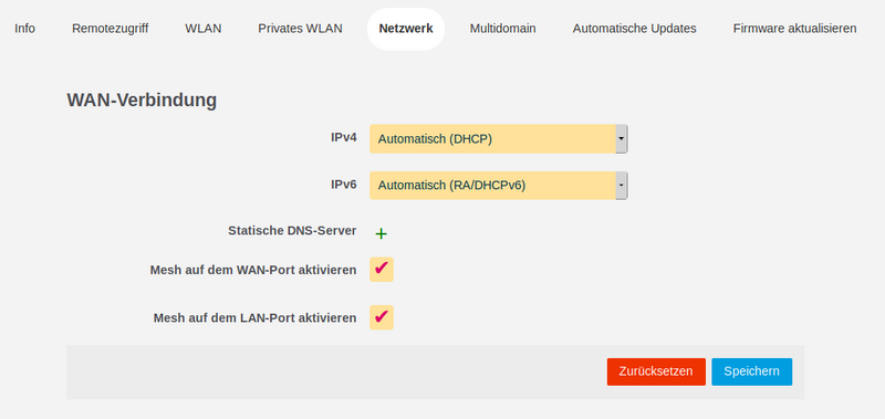Bild: LuCi-WEB-GUI - Konfiguration WAN-Verbindung Bild: LuCi-WEB-GUI - Konfiguration WAN-Verbindung